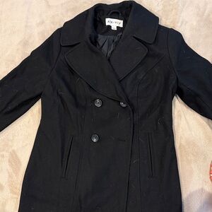 Ava & Viv Women's Elegant Black Pea Coat